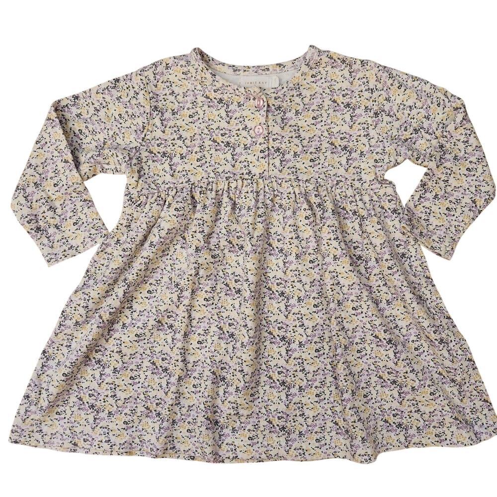 Jamie Kay Floral Dress Size 2years Purple Yellow Spring‎ Bloom Longsleeve Dress